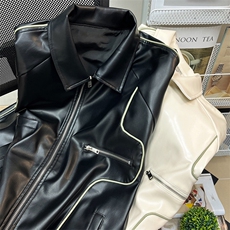 1中性风平铺皮衣男大码情侣潮美式机车皮夹克男JK7718P78控105，男装夹克，星座226-2