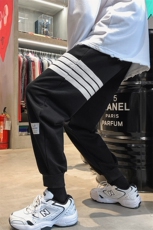K2052-P45加绒P50宽松中性男女休闲束脚卫裤四条杠情侣运动长裤，男装休闲裤，电商A009A（原A058A）