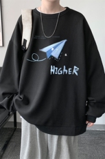 华夫格卫衣圆领卫衣男大码长袖t恤男外套HW76270-P30加绒款-P40，男装卫衣，电商A040