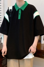 夏装青少年时尚潮牌半袖男女2023简约撞色短袖T恤629-P35控价58，男装T恤，电商A441-1
