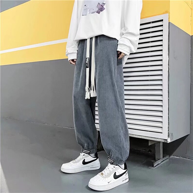 束脚卫裤男秋季宽松潮流休闲长裤ins阔腿直筒大码运动裤BK372-P35图片