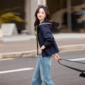 2025春秋季新款时尚休闲百搭品质拉链连帽休闲韩版短外套女图片