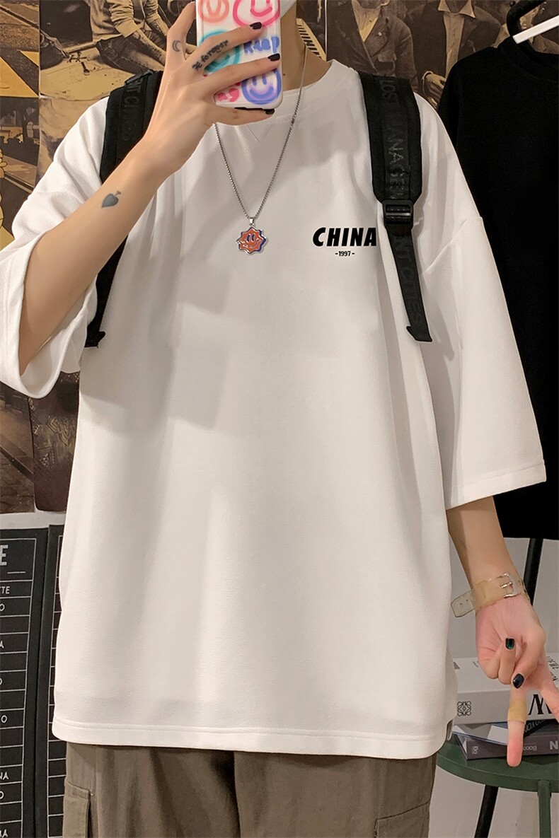 Q11248-P30春夏季七分袖t恤男大码五分袖男短袖中袖,男装T恤,电商A040