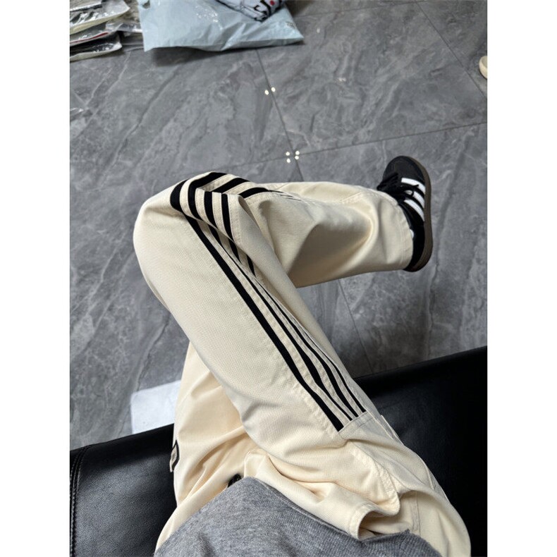 【现货】2025春季休闲裤三条杠拼接条纹裤贴标XZ610A-P60-控79,男装休闲裤,星座610A