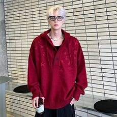 黑色秋冬毛衣外套男2025新款美式复古慵懒宽松针织衫2209-P68，男装针织衫/毛衣，电商C307