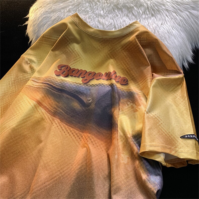 T恤潮流圆领男港风印花2026夏季新款短袖时尚B299-X5165-P30-控49，男装T恤，电商A061-1