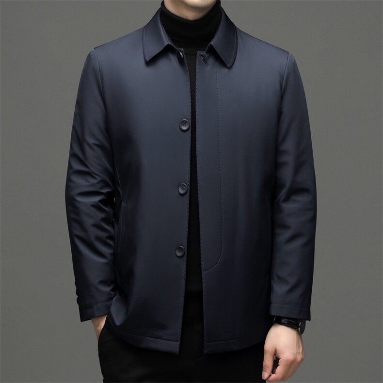 男士羽绒服冬季2023新款中年爸爸装休闲翻领白鸭绒加厚保暖外套,男装羽绒服,电商B212（原钱塘6029）