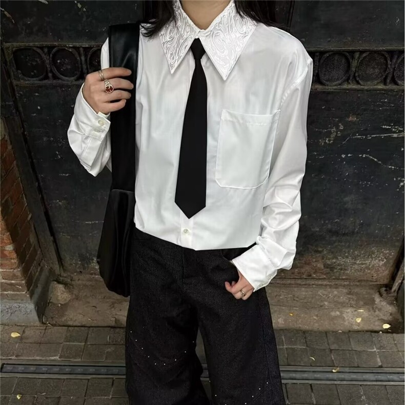 2026春秋新款高级感气质收腰丝巾飘带长袖衬衫女显瘦衬衣上衣,男装衬衫,星座601-1