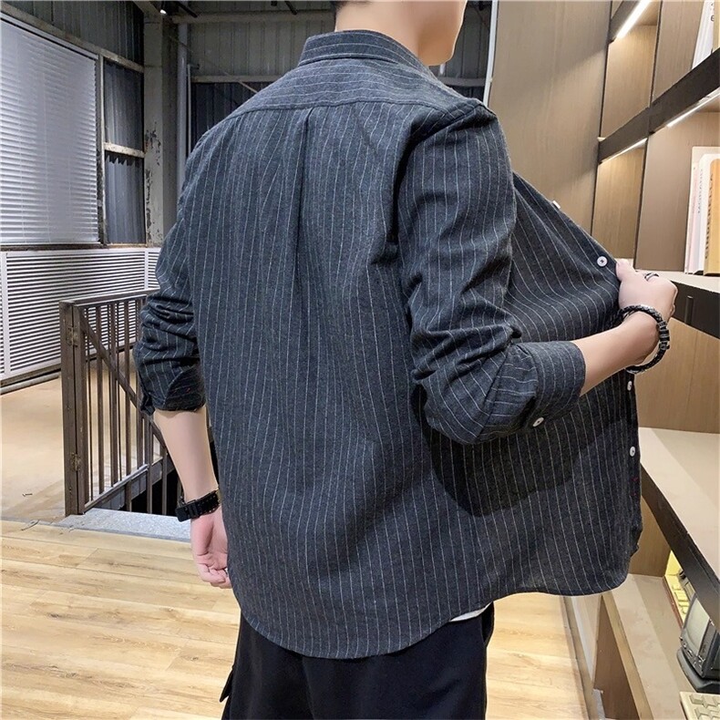 男装商务休闲条纹衬衫男士长袖韩版潮流衬衣男人百搭寸衫CS9521,男装衬衫,星座516A