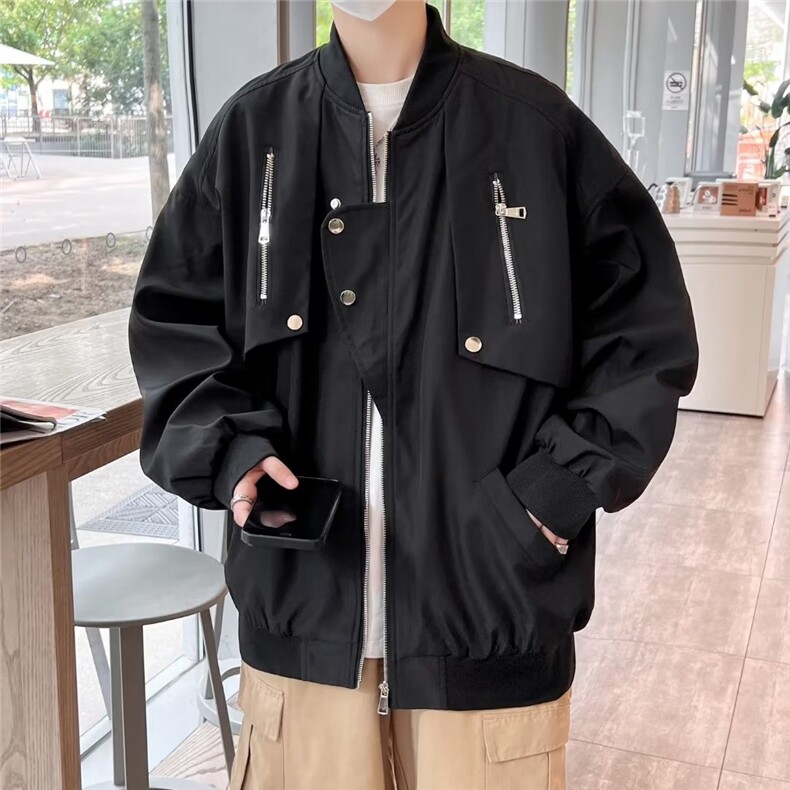 美式复古高街工装多口袋飞行员棒球服外套 JK35 P68图片