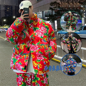 MY203东北大花风民族特色花棉袄棉衣保暖面包服大码男女棉服图片