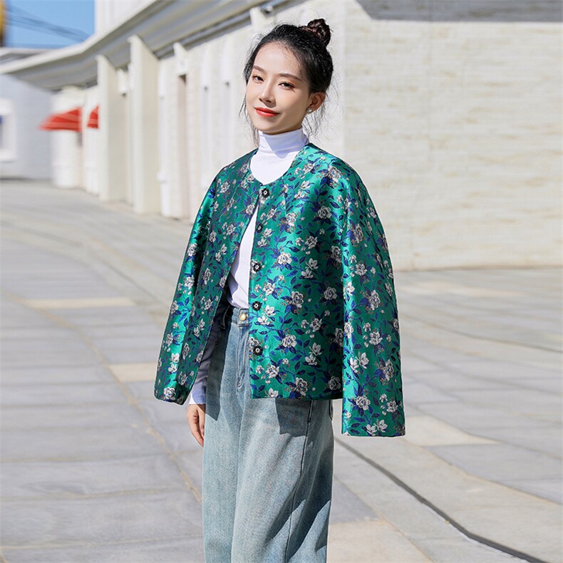 水衣源2668款新中式短款提花羽绒服女,女装羽绒服,水衣源