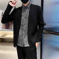 春秋新款男士假两件针织衫开衫衬衫领毛衣外套两件套韩版潮Q226，男装针织衫/毛衣，星座1116A-2（原606A-1）
