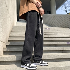 阔腿牛仔裤男款春夏季宽松直筒高街水洗做旧裤子224-1-KH026外贸，男装牛仔裤，星座224-1