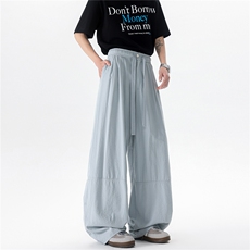8XL-M白色不透肌理感透气垂感休闲裤男夏季阔腿裤长裤K9137P60，男装休闲裤，电商D206-1