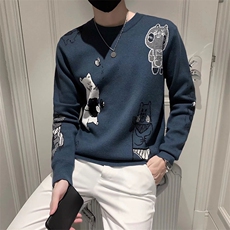 毛衣男潮流卡通熊毛衣MS220P40，男装针织衫/毛衣，星座1116-2