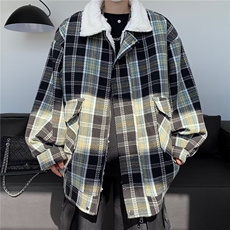 外套男秋冬季羊羔毛棉服加厚小香风宽松格子棉衣潮8029P88，男装棉衣，星座410-2