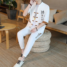 夏季套装风男复古宽松大码汉服，男装休闲套装，星座1206（原A206）