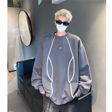 秋装重磅美式高街鹿皮绒反光条情侣卫衣上衣外套男H989P58，女装短外套，电商A341