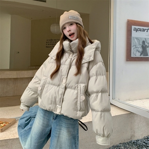 现货新款东大门加厚保暖洋气时尚百搭连帽面包服女外套女图片