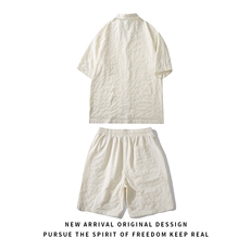 TZ52932/P65西服领短袖衬衣裤子套装男潮夏季肌理感西装领两件套，男装西服，电商A141