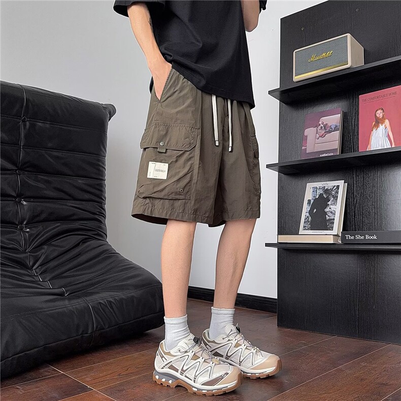 FAFC夏季美式复古工装短裤男款潮牌速干宽松直筒大口袋休闲五分裤，男装牛仔裤，四季星座505