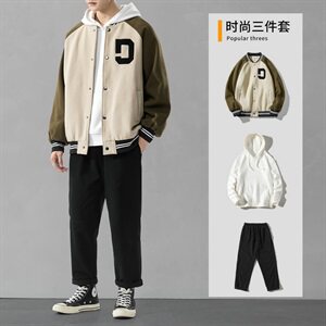 运动休闲套装夹克2021新款潮流秋季男生搭配帅气三件套DF157T图片