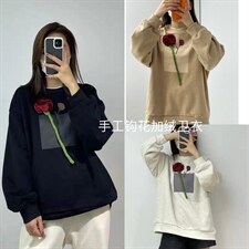 现货，手工勾花，立体花卫衣，女装卫衣/绒衫，D3N