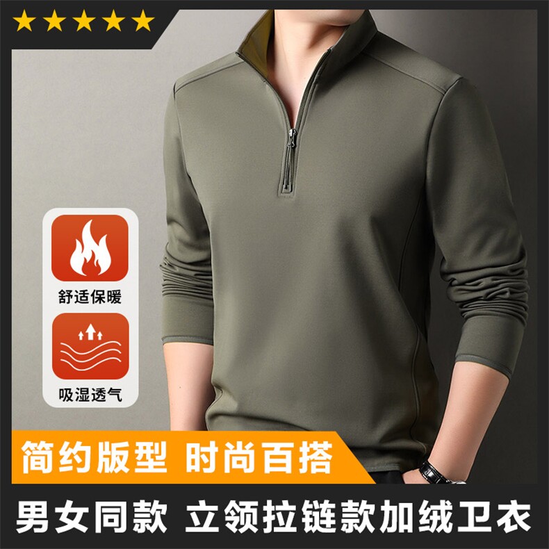 男装卫衣F83116加绒立领卫衣新型针织面料套头拉链外套，女装短外套，钱塘207-1