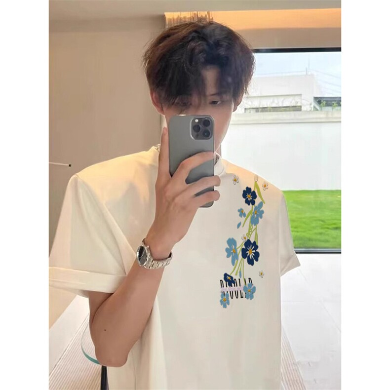 万针全刺绣解构设计260克重磅双纱纯棉高品质美式高街短袖T恤特39，男装T恤，电商A486