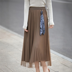 2025年秋季A型中腰百搭中长款女士半身裙，女装半身裙，朝贺羊绒