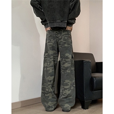 秋冬季新款迷彩工装牛仔裤男款潮牌高街宽松直筒休闲多口袋长裤子，男装牛仔裤，星座410-6（原星座1304-1）