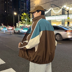 复古撞色拼接立领冲锋衣外套男开衫外套夹克棒球服JK01577-P68，男装夹克，星座308B-2