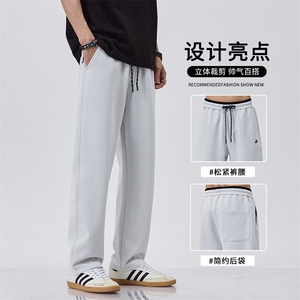 男生弯刀裤宽松休闲直筒裤男士新款阔腿卫裤薄款运动裤子8808-P63图片