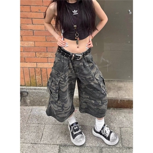 网图现货 美式复古迷彩工装七分裤女K105/P45图片