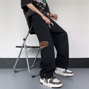 长裤条纹宽松型潮新款运动裤青春流行潮流休闲裤男印花时尚图片
