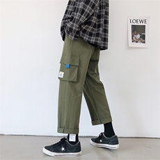 加绒百搭2021九分裤男潮流宽松运动工装裤5106-P30加绒批35，男装休闲裤，星座718-1