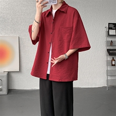 8XL-M泡泡纱盐缩肌理短袖衬衫男夏季冰丝外套防晒衬衣DC28011P36，男装衬衫，电商B312