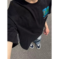 万针全刺绣工艺抖音得物高品质260克重磅纯棉双纱美式高街短袖T恤，男装T恤，电商A486-1