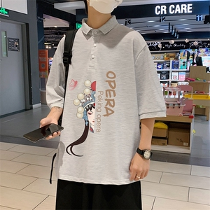 PL57161-P35 翻领短袖polo衫男大码胖子半袖t恤男有领保罗衫 模特图片