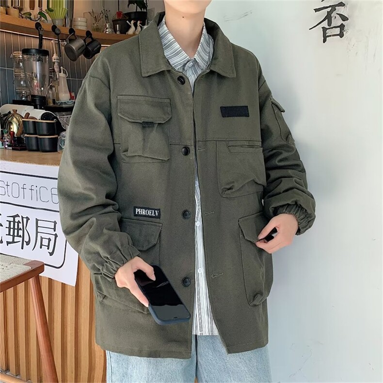 秋季美式复古潮牌百搭机能风夹克韩版潮流工装外套男士 W4934-P62图片