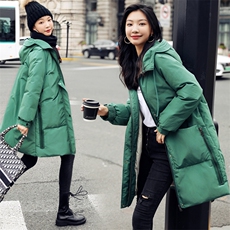 冬季新款简约时尚连帽白鸭绒羽绒服女长款修身显瘦保暖外套，女装羽绒服，阿舍尔精品