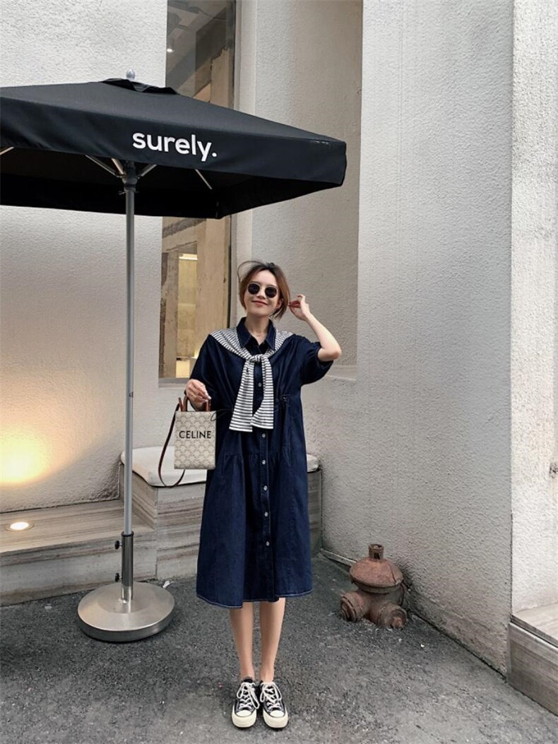 有披肩牛仔连衣裙，女装连衣裙，肆尔