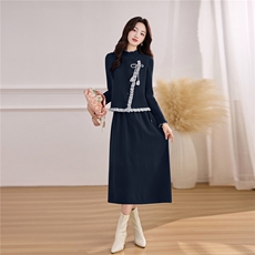 2025年冬季连衣裙腰间可调节配马甲两件套，女装针织衫/毛衣，乐吉娜