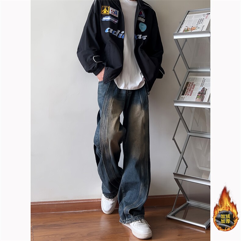 B221 美式ins高街加绒加厚牛仔裤 LK23134-P65 控88 加绒P75控98图片