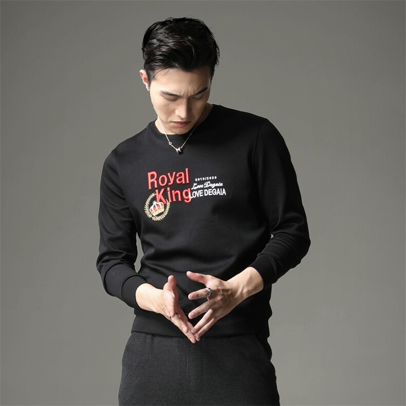 男圆领卫衣刺绣工艺个性潮时尚秋冬男标准码货号6081-1，男装卫衣，钱塘6007(原2006)