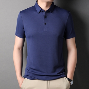短袖T恤衫男翻领纯色上衣服夏季新款中年男士商务休闲半袖POLO衫,衣服颜色与肤色怎么搭配图片