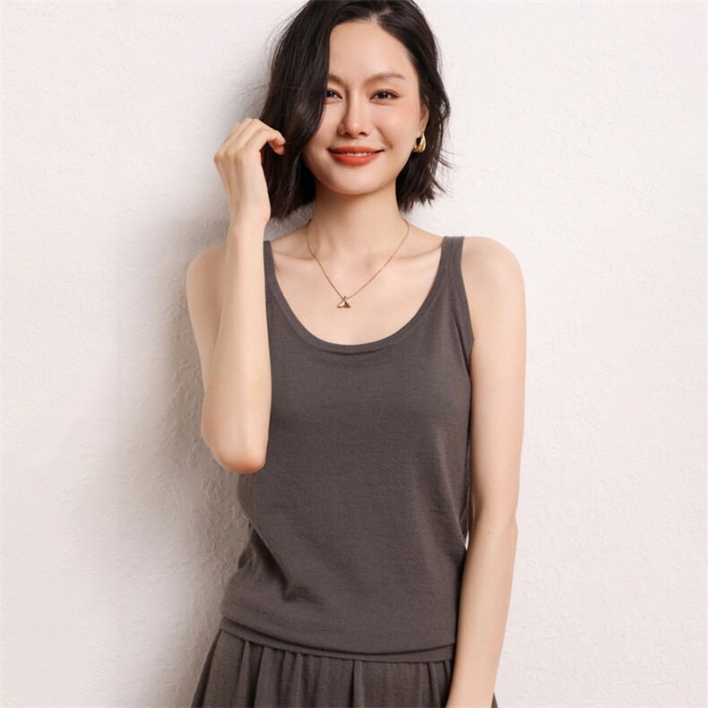 2025新品68支精纺吊带背心女四季可穿简约设计经典流传,女装背心吊带,江帆羊绒