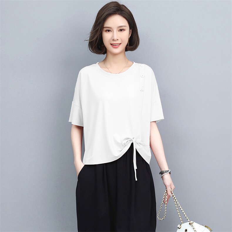 时尚百搭宽松显瘦短袖T恤女夏季新款韩版简约纯色上衣学生潮,女装T恤,阿丹