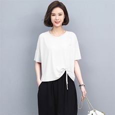 时尚百搭宽松显瘦短袖T恤女夏季新款韩版简约纯色上衣学生潮，女装T恤，阿丹
